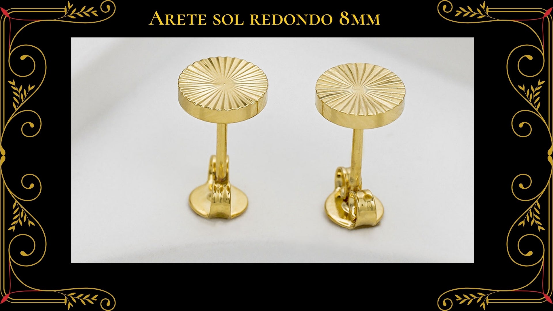 Arete Circón 6mm Oro Laminado 18K