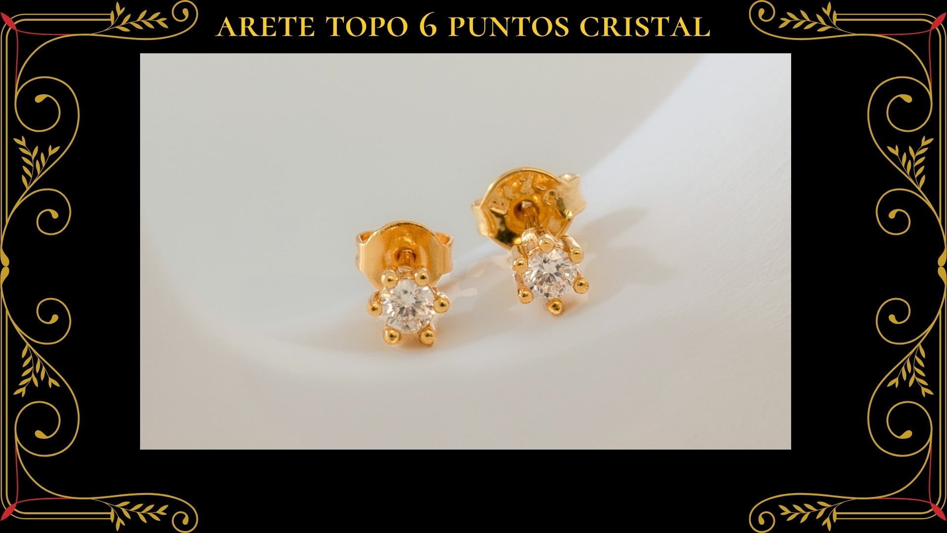 Arete Topo Cristal 5mm Oro Laminado 18K