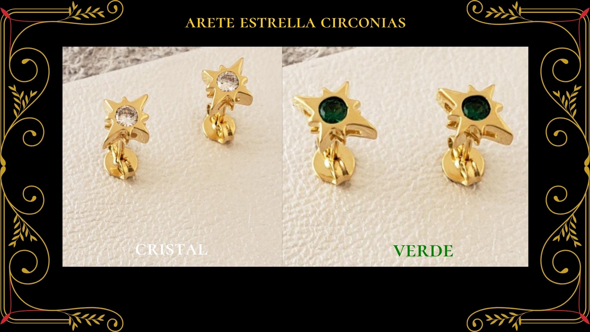 Arete Hoja Circonias 1.7cm Oro Laminado 18K