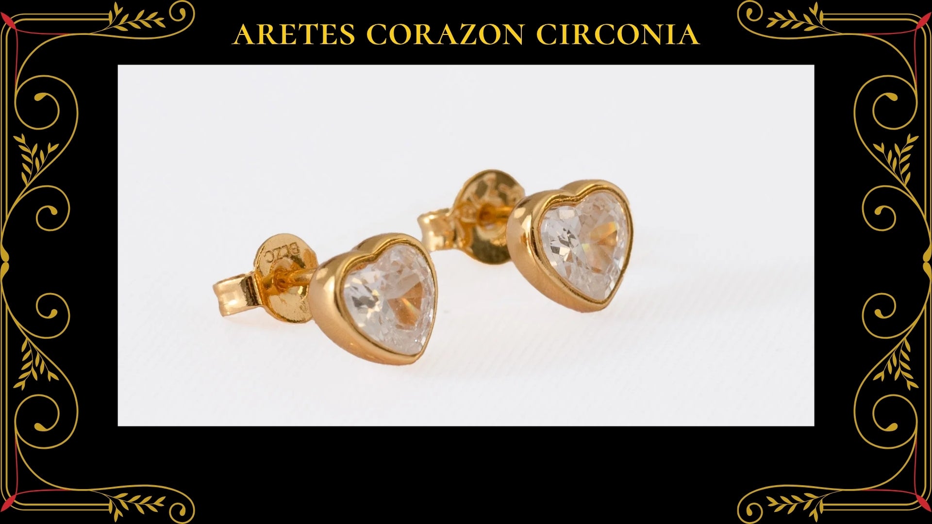 Arete Cruz 6 Circonias 8mm Verde Oro Laminado 18K