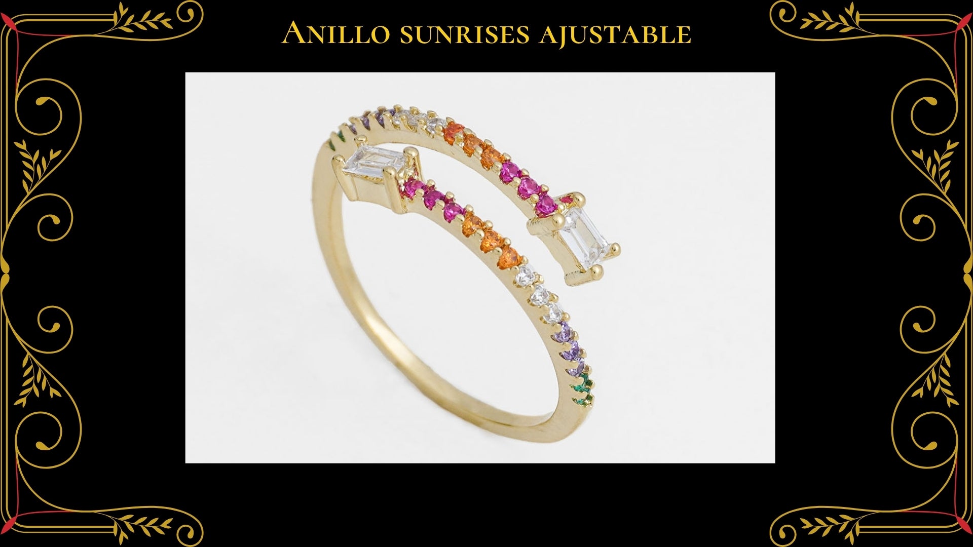 Anillo Green Bloom Ajustable Oro Laminado 18K