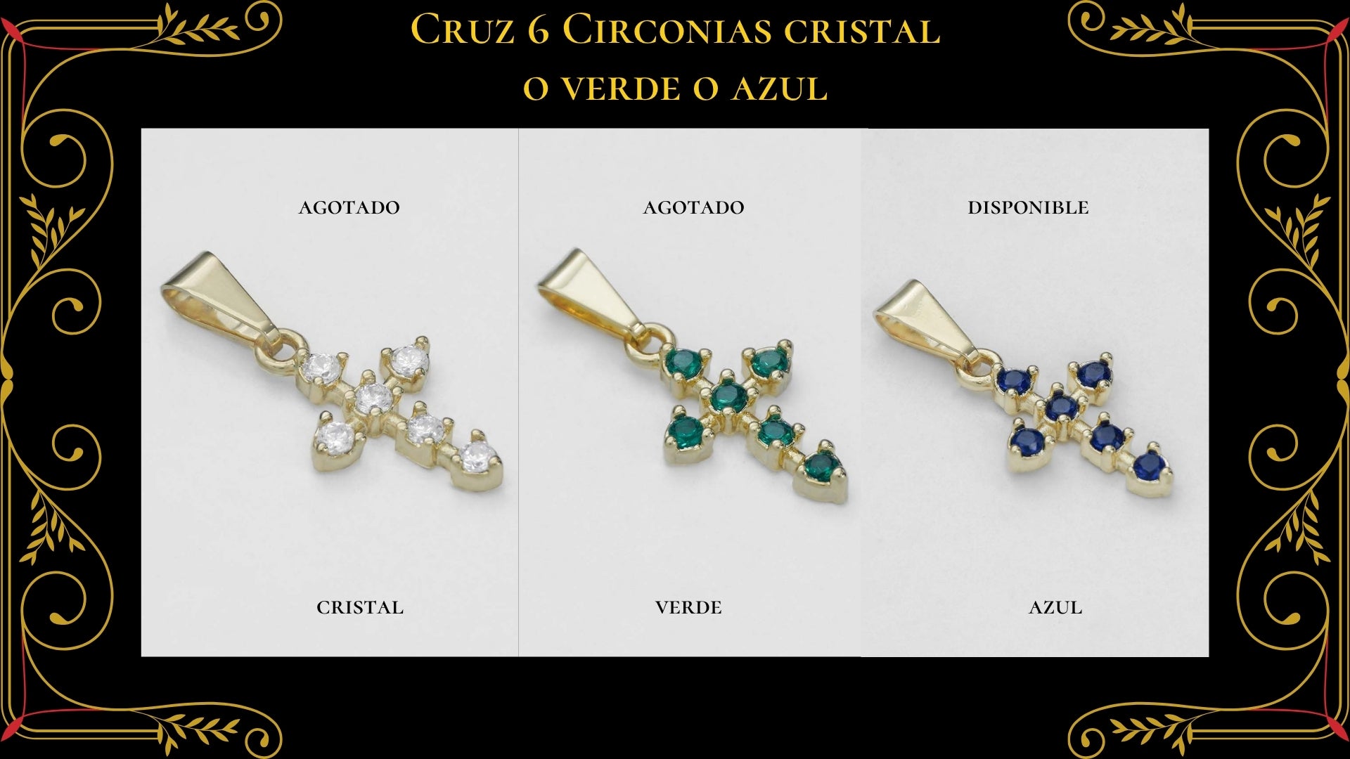 Cruz Silueta Circonias 3.5cm Oro Laminado 18K