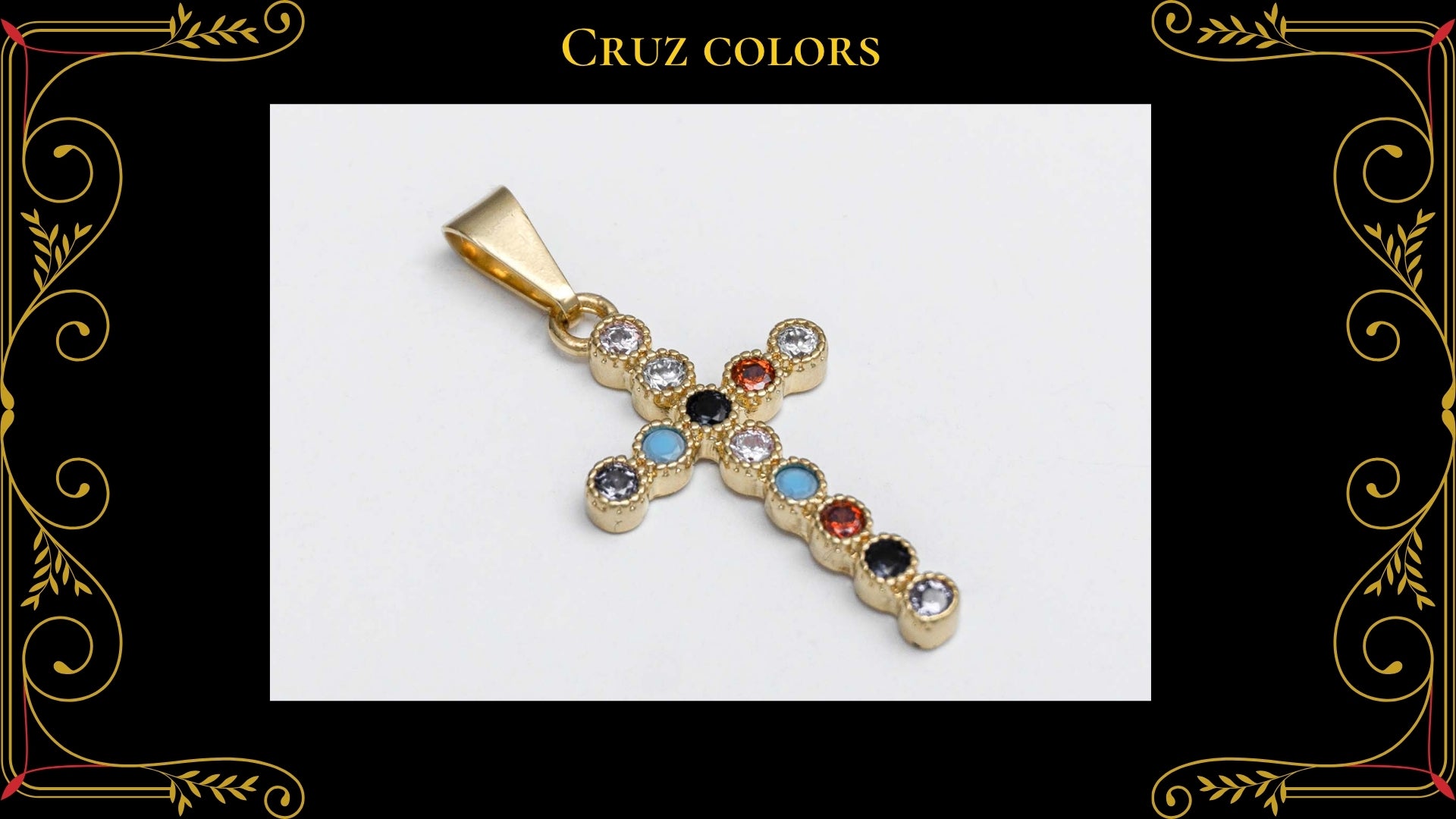Cruz 5 Circonias Oro Laminado 18K