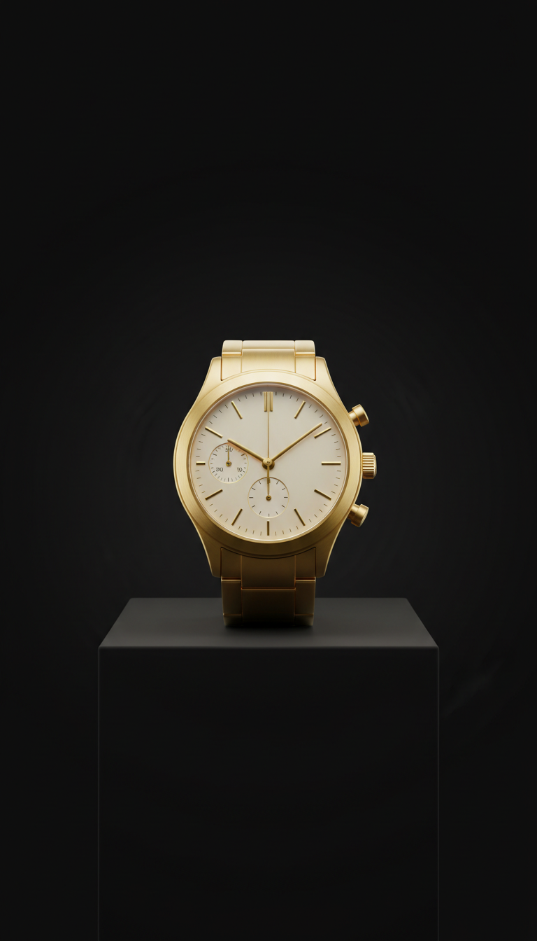 Gold Mesh Strap Dress Watch